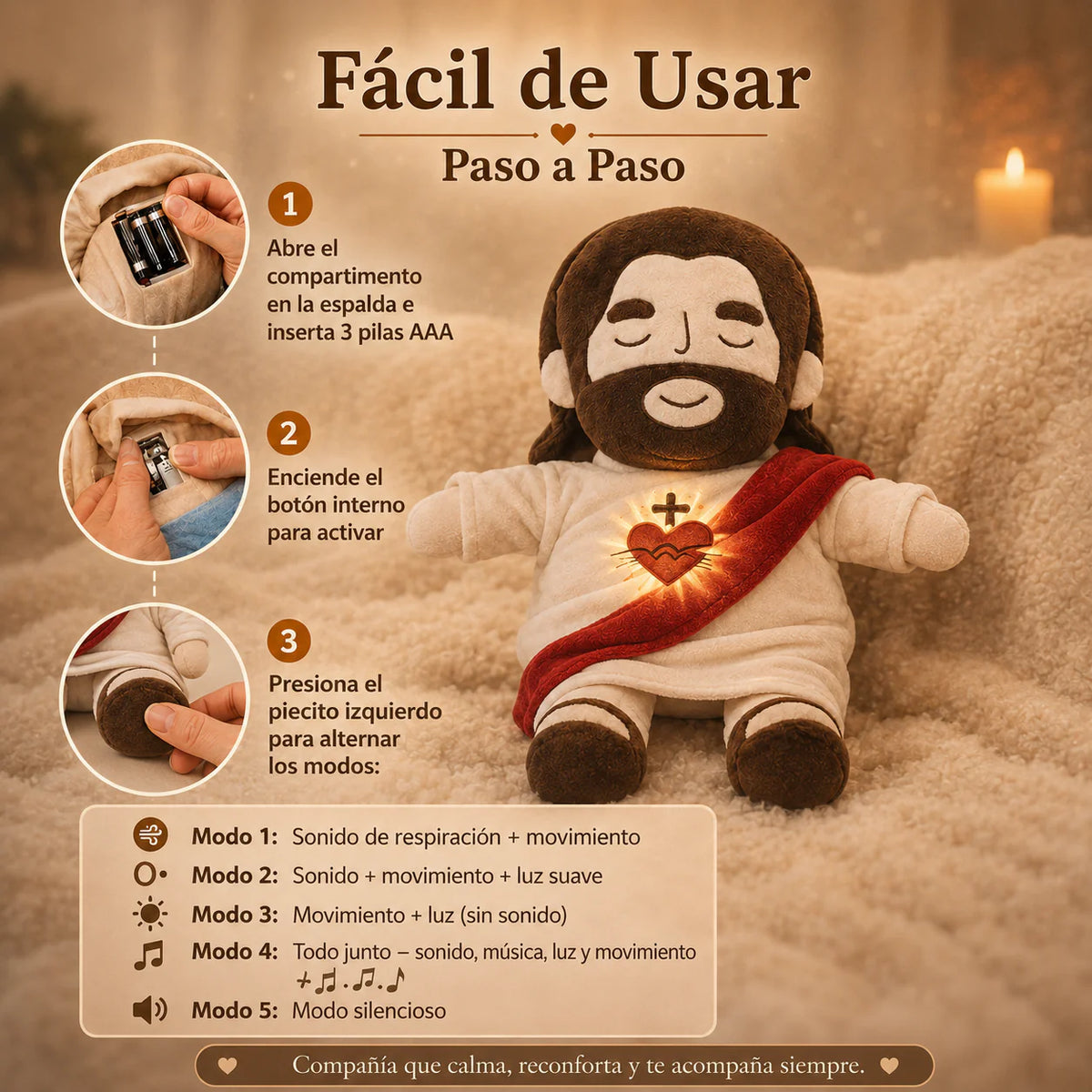 Abrazo Bendito – Peluche Calmante con Respiración Suave